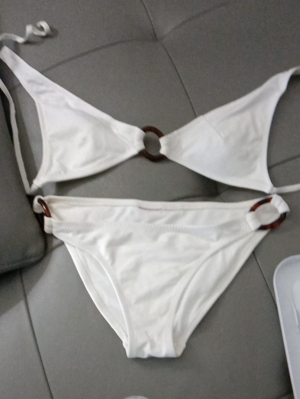 Women's White Ring-Accent Bikini Set